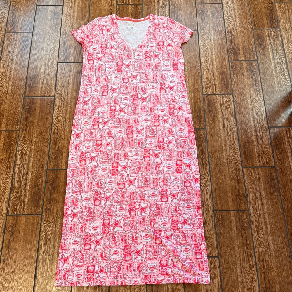 Lilly Pulitzer Bright Coral and White Dress